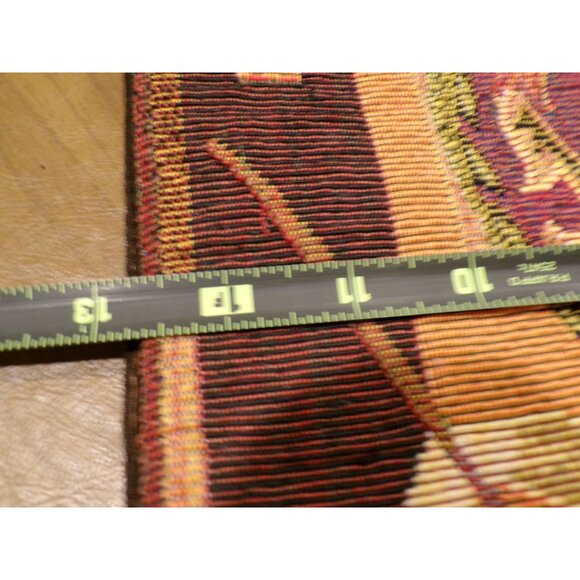 Vtg Coffee-Themed Tapestry Table Runner 13x54" Espresso Cafe Brown/Yellow/Red - Picture 5 of 8